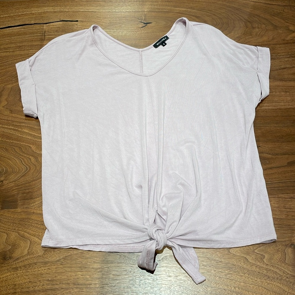 William B Lavender Tie Front Blouse - Small